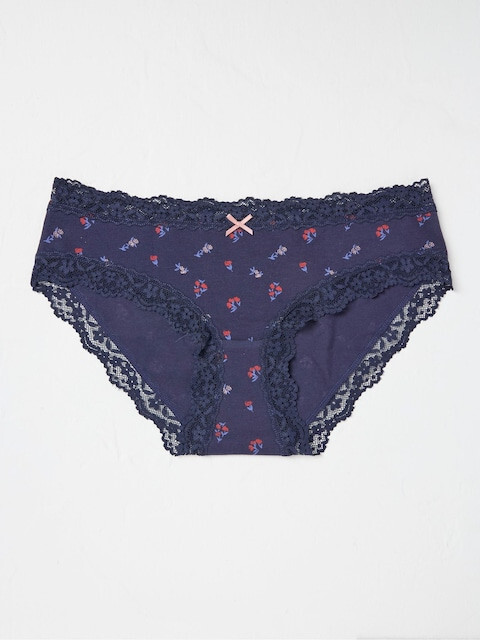 Fat Face Floral Stripe Short Knickers in Navy Blue
