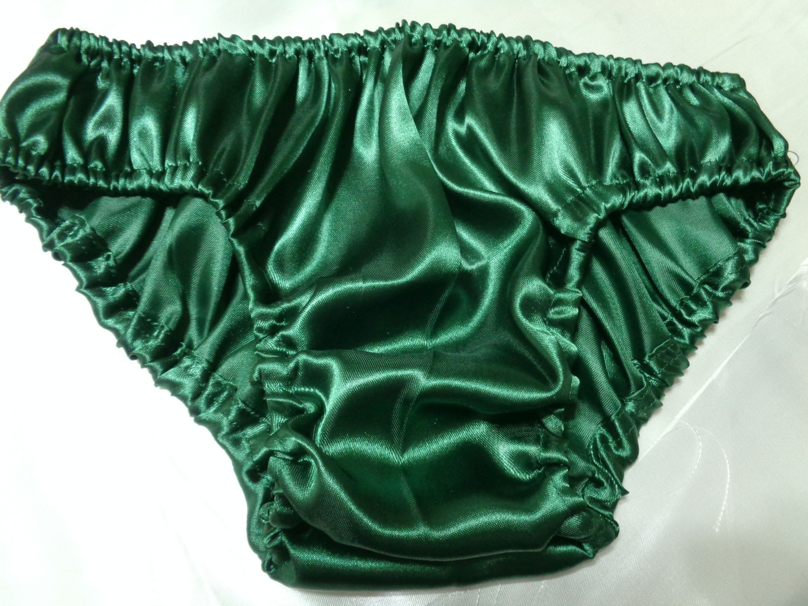 adult sissy dark green frilly men satiny *bikini panties bloomer dress-up 34-47