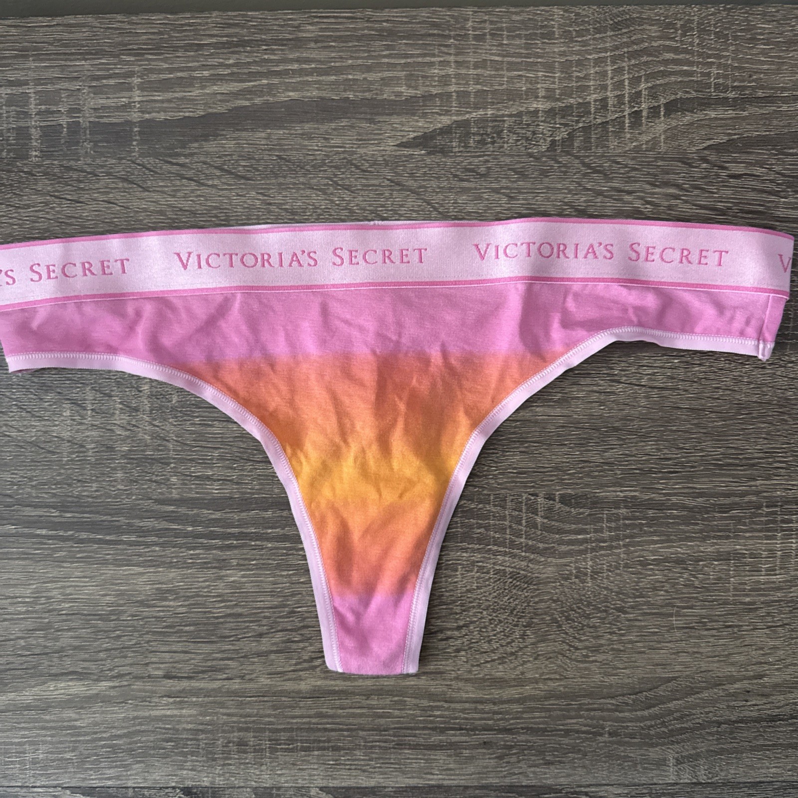 Victoria’s Secret Large Pink, Orange Fade, Cotton Logo Thong Panties