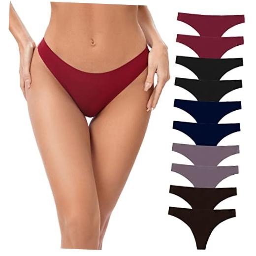 Seamless Thongs for Women No Show Underwear X-Small Multicolor-02-pack of 10