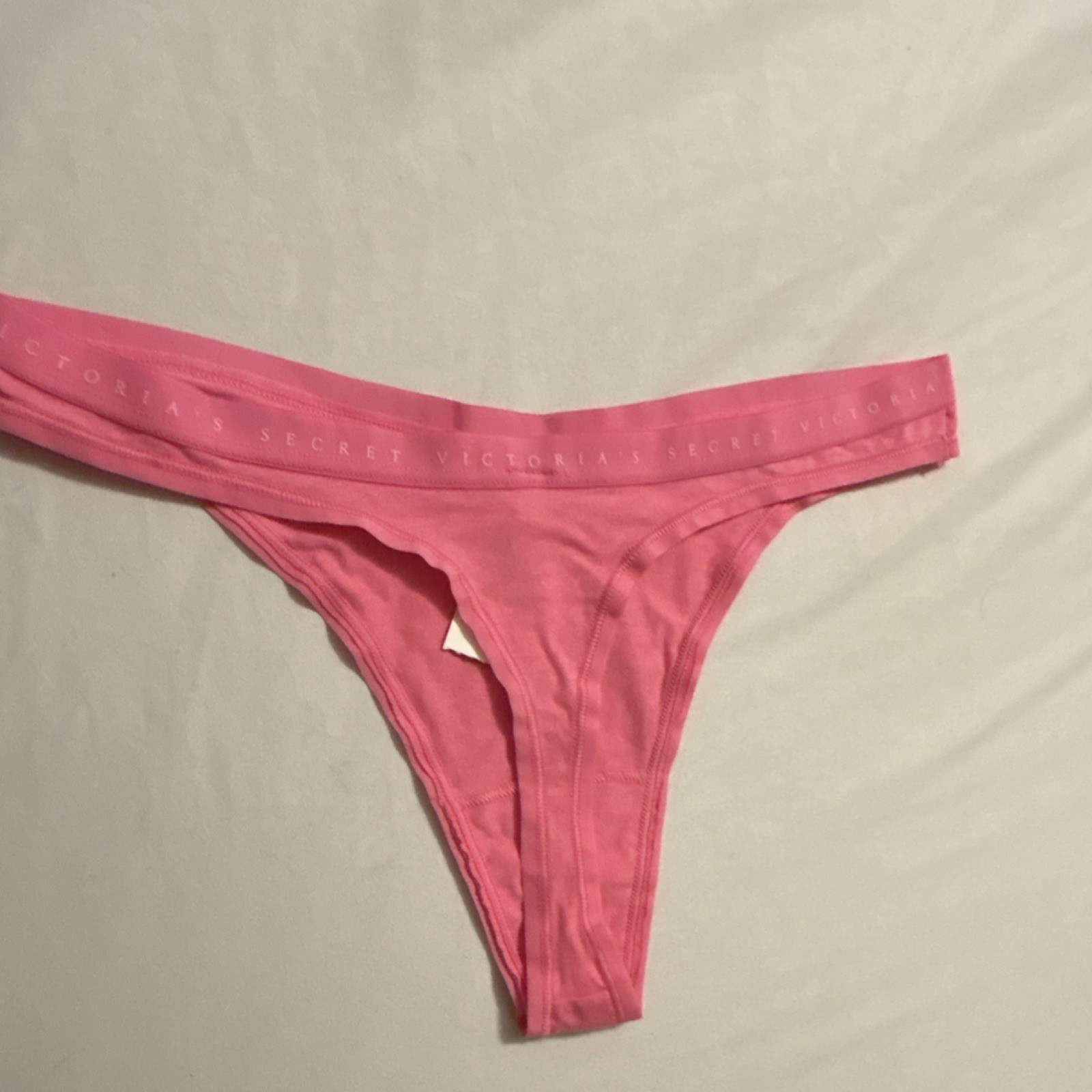 Victoria’s Secret Thong Panties Pink Cotton S/P Solid Logo Women’s 1 Pack