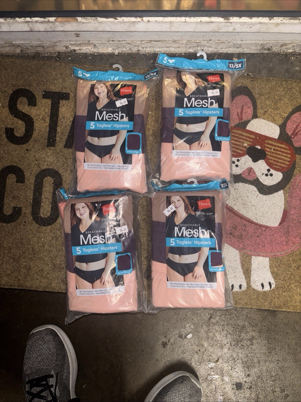 Hanes Women Mesh Tagless Hipsters Panties 4 Packs 13/5x