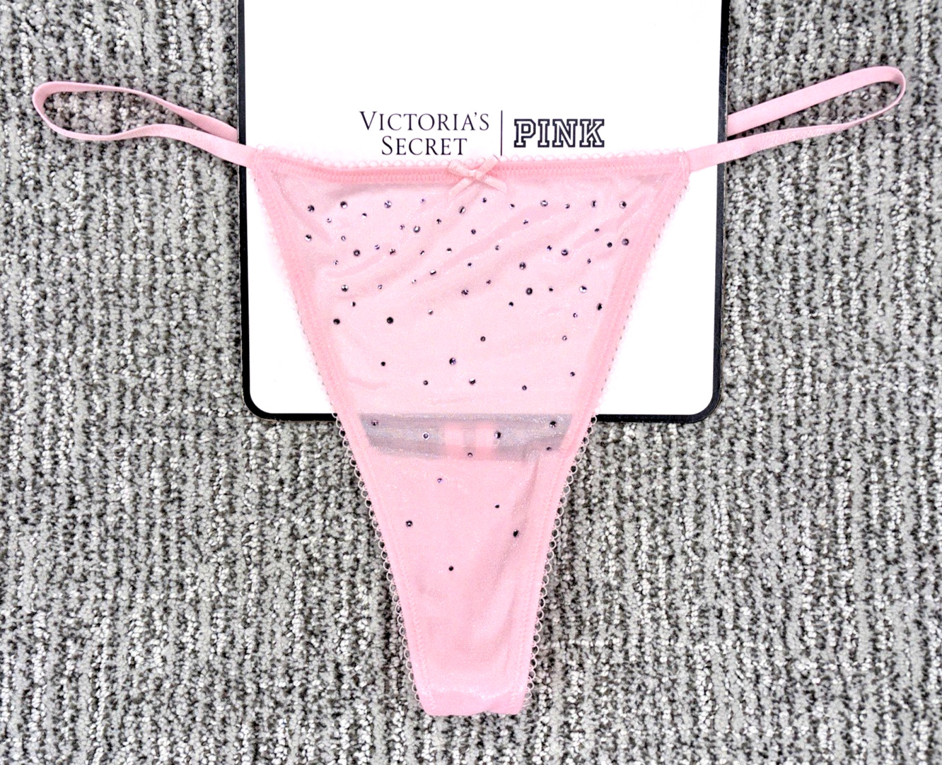 Victoria’s Secret Dream Angels NWT Large Pink Crystal Shimmer Thong Panty Sexy