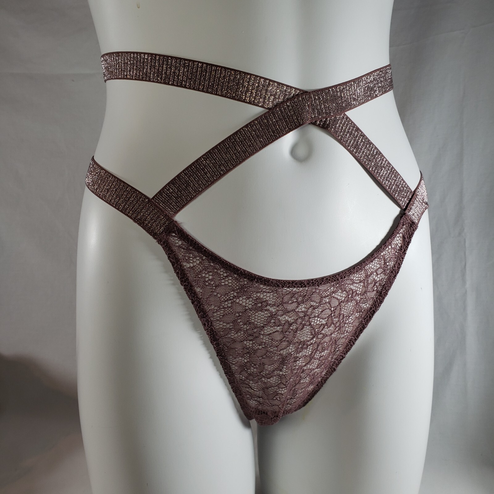 Victoria’s Secret Very Sexy Brazilian Large Mauve Purple Strappy High-Waist