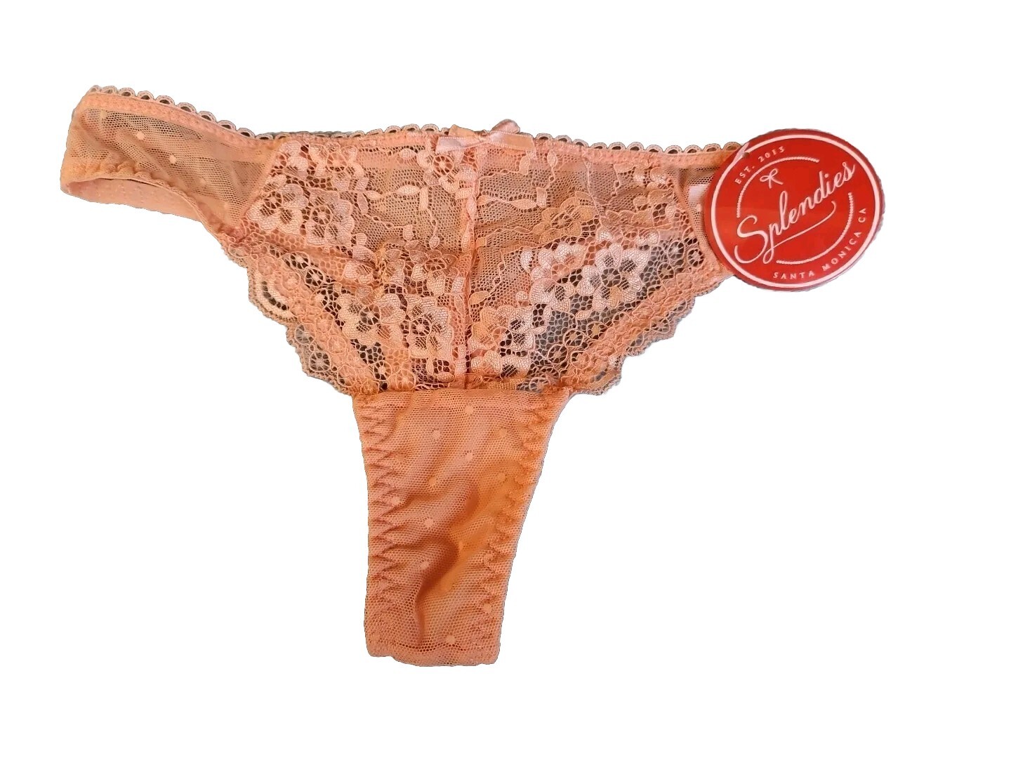 Size M – NWT Splendies 1pr Lacy Peach Color Thong Panties