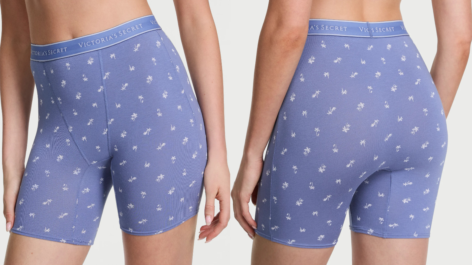 Victoria’s Secret Logo Cotton/Modal Boxer Brief Panty Blue Palms S M L XL XXL