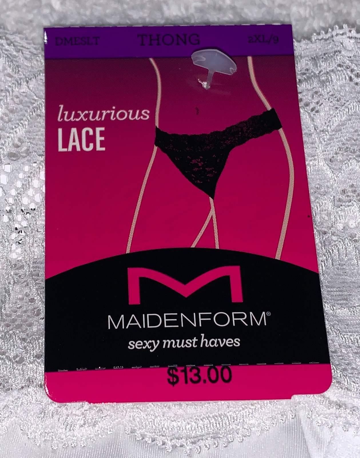 MAIDENFORM Sexy Must Haves Luxurious Bloom Lace White Thong Panty Womens 2XL 9