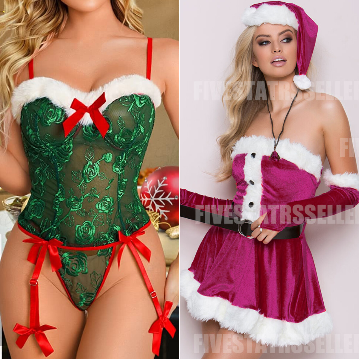 Valentine Underwear Women Sexy Lingerie Red-Babydoll Dress Sleepwear Costume Lot