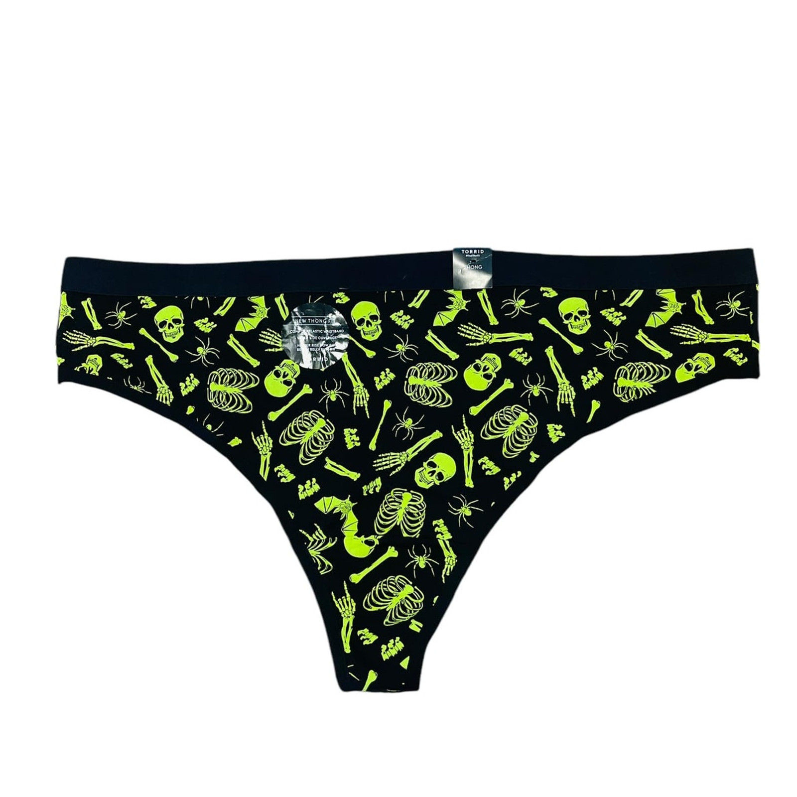 Torrid 3 (3X) Black Spooky Skeleton Halloween Gothic Punk Thong Panty Panties