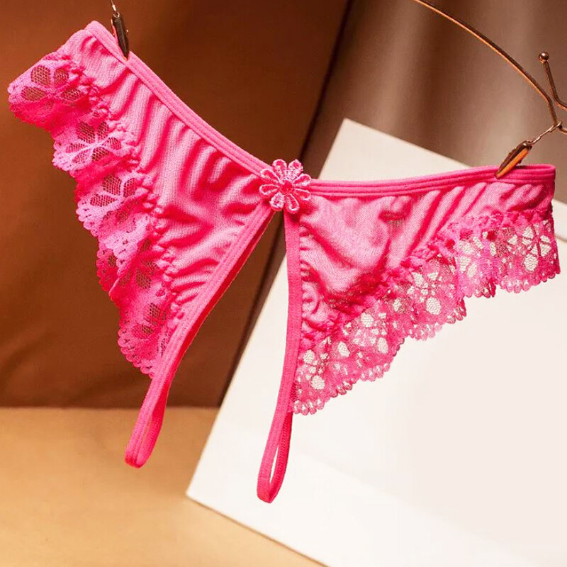 Womens Panties Lace Floral Crotchless Thongs Underwear Lingerie G-String Briefs