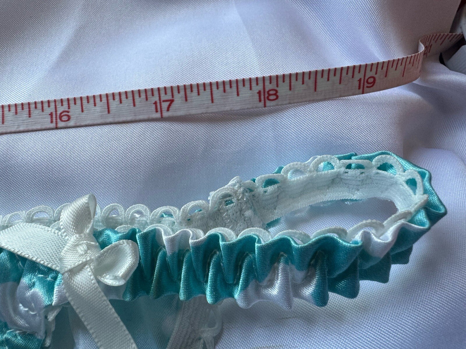 NWOT Sz L Handmade Shiny Blue Cloud Silky Satin String Bikini Panties