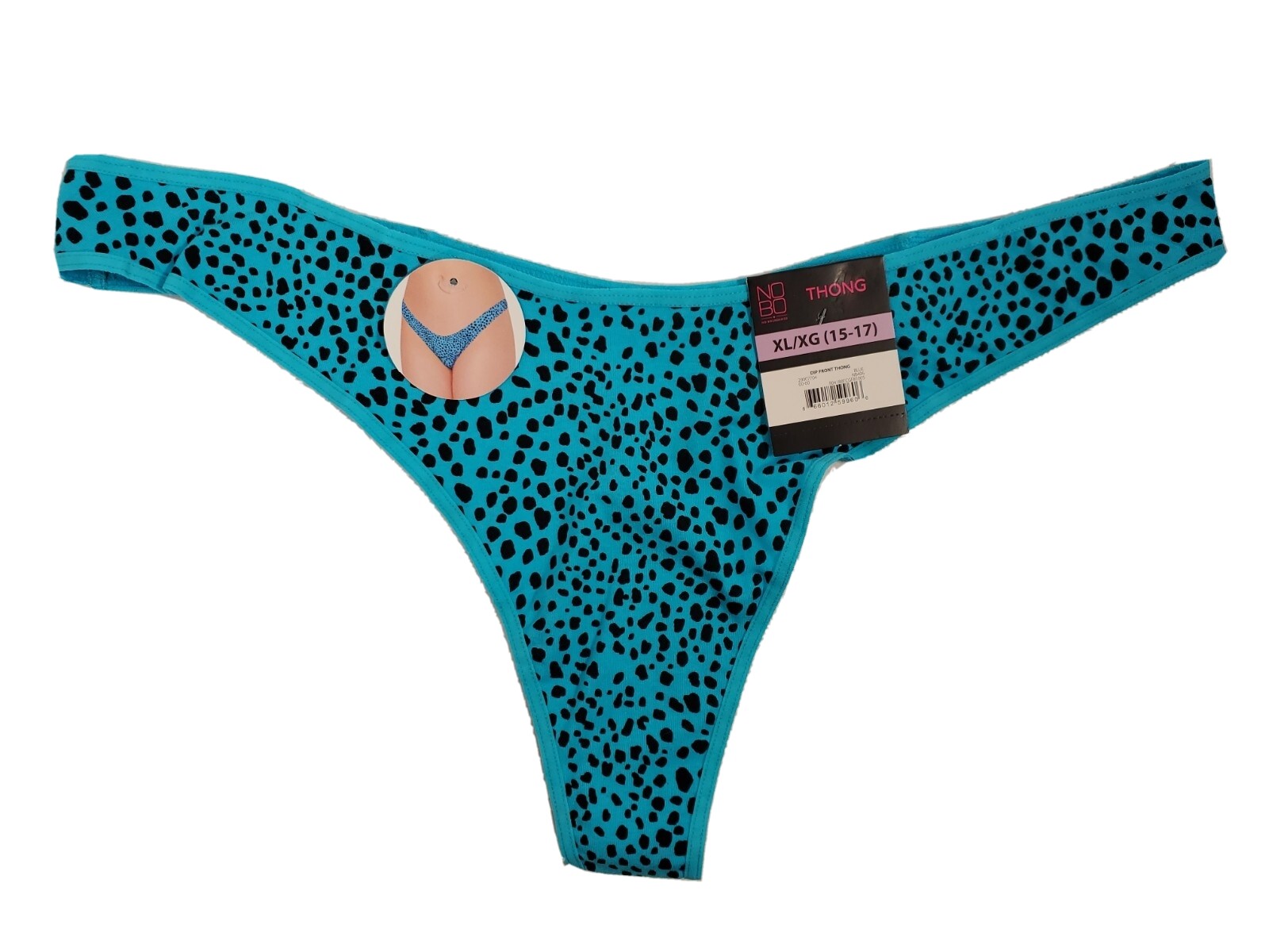 Blue THONG w/Black Geo Shapes Underwear Panties No Boundaries XS S M L XL 2X 3X