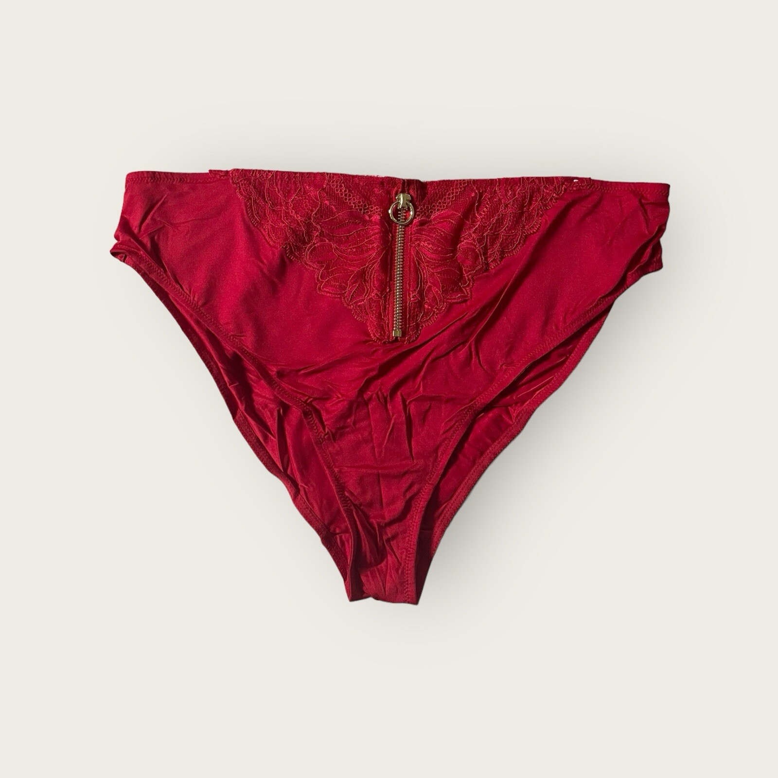 Lane Bryant Cacique High Leg Cheeky Panty Zipper Front 26/38 Red (8465)