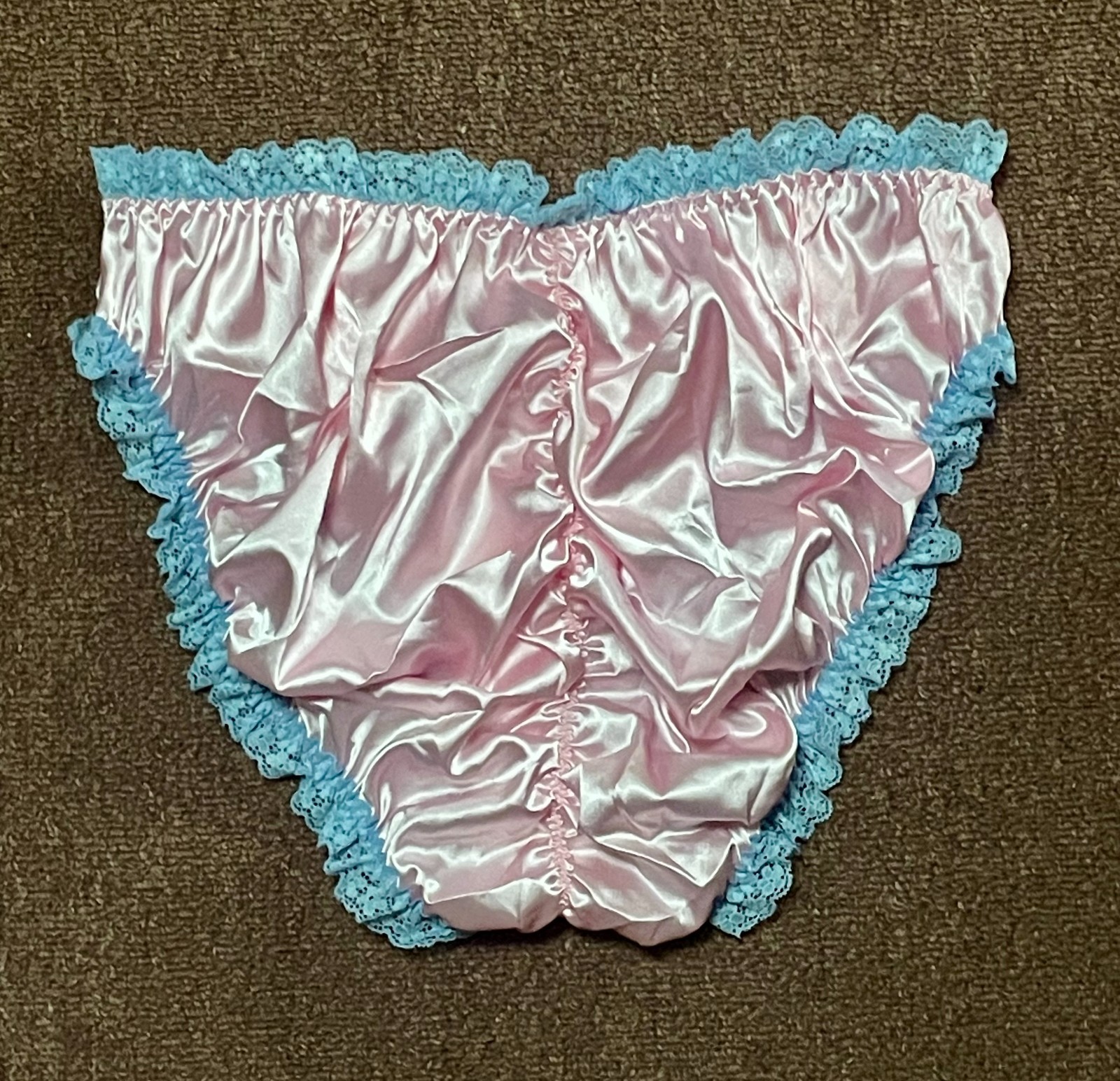 Lot of 3 PINK SATIN SISSY PANTIES Lace Ruffle Trim Hi Cut Brief Size XL