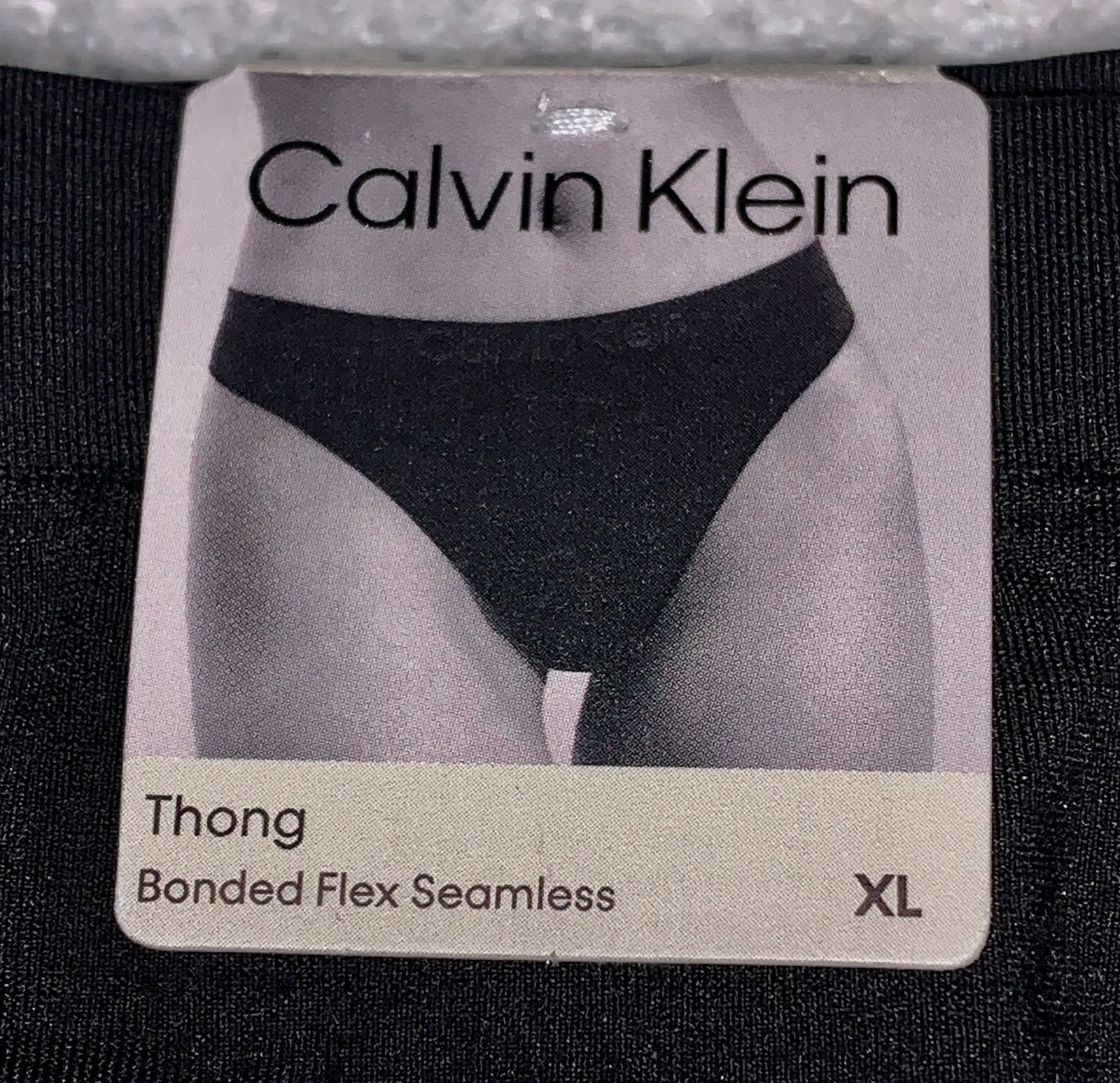 CALVIN KLEIN Bonded Flex Seamless Black Thong Panty Womens Sz L 7 XL 8 QD3958