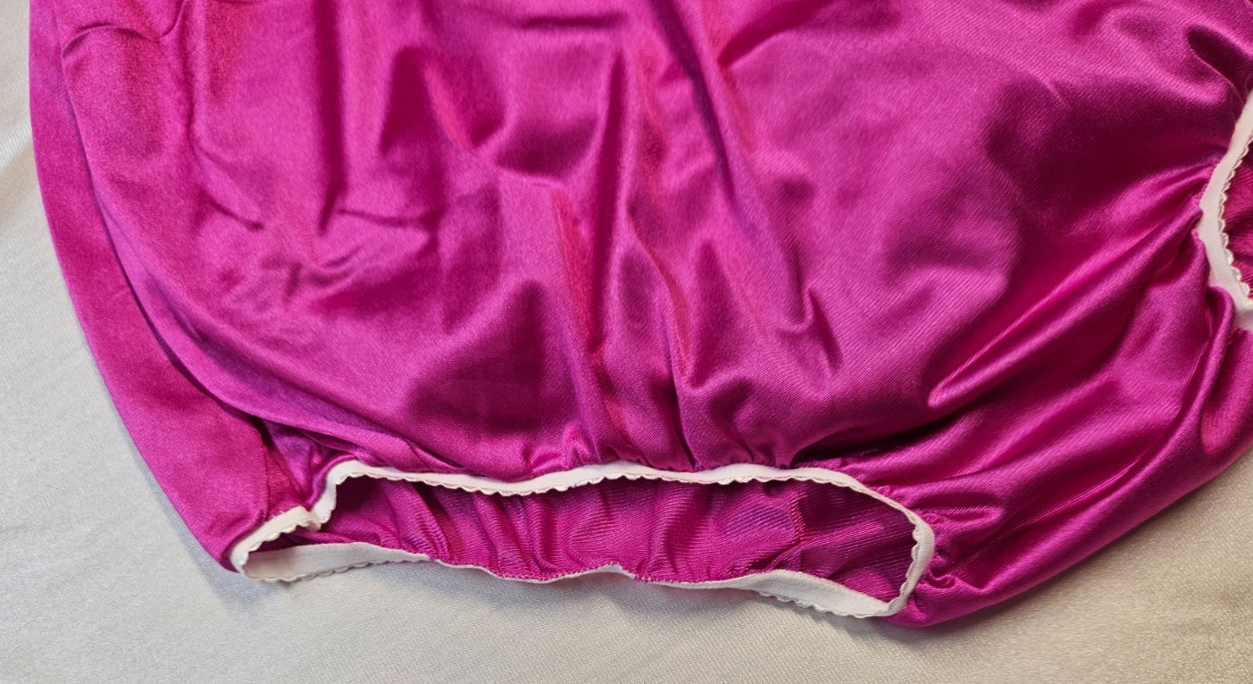 FUCHSIA PINK Nylon Tricot NO LACE Bubble Bloomer & PANTY 2 LAYER 27-42 **