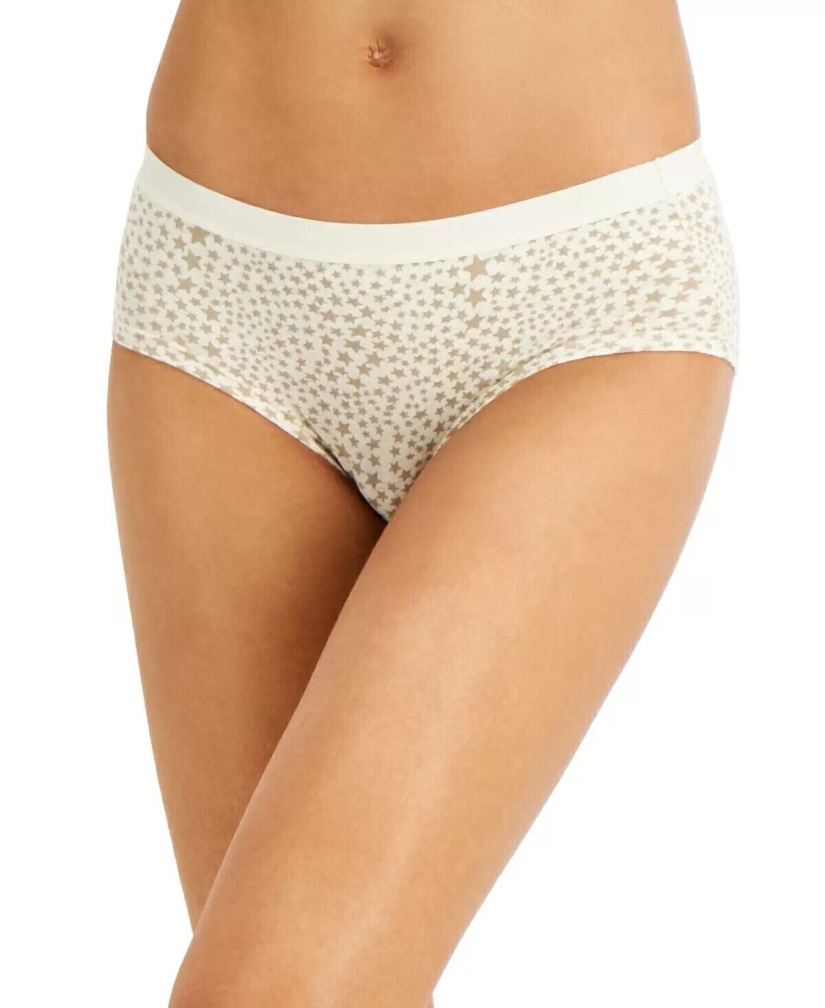 Jenni Intimates Cotton Blend Hipster Panty Underwear Beige With Stars XL