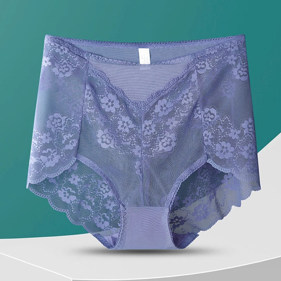 2 Pack High Waist Briefs Tummy Control Girdles Lace Shaper Panties M-3XL