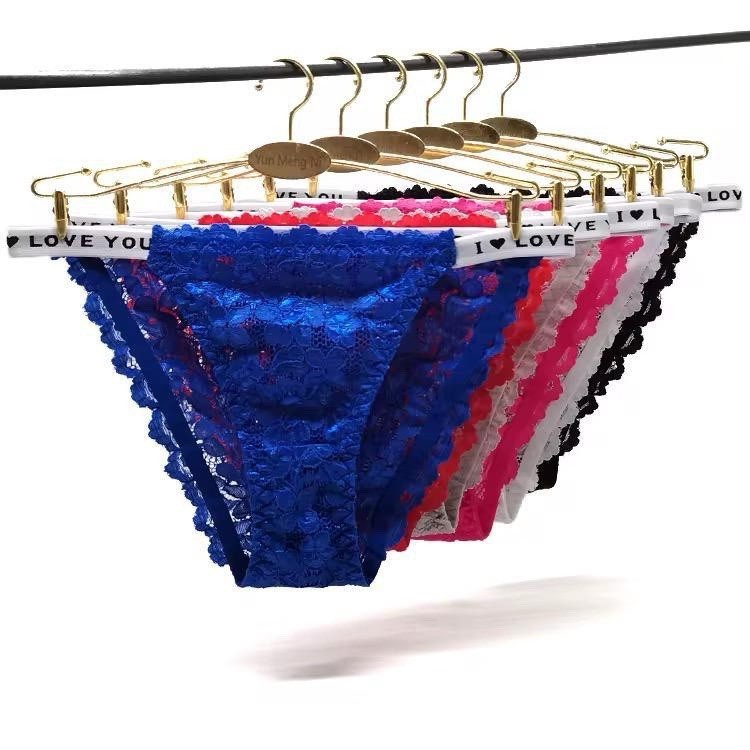 Women’s Love Logo Strap Thong/String Panties 6 Pack Multicolor Stretch M