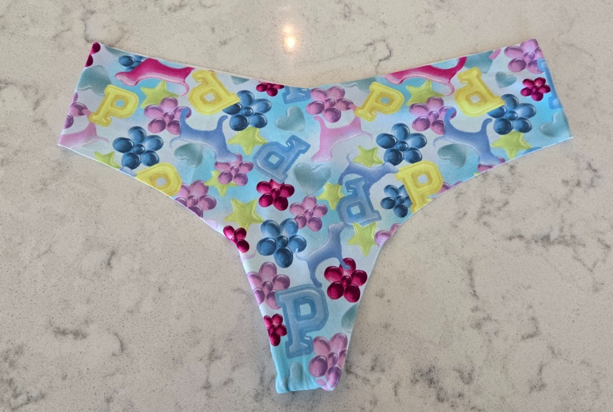 Victoria’s Secret PINK No-Show Thong – M – VS Blue Jellies Panty NWT