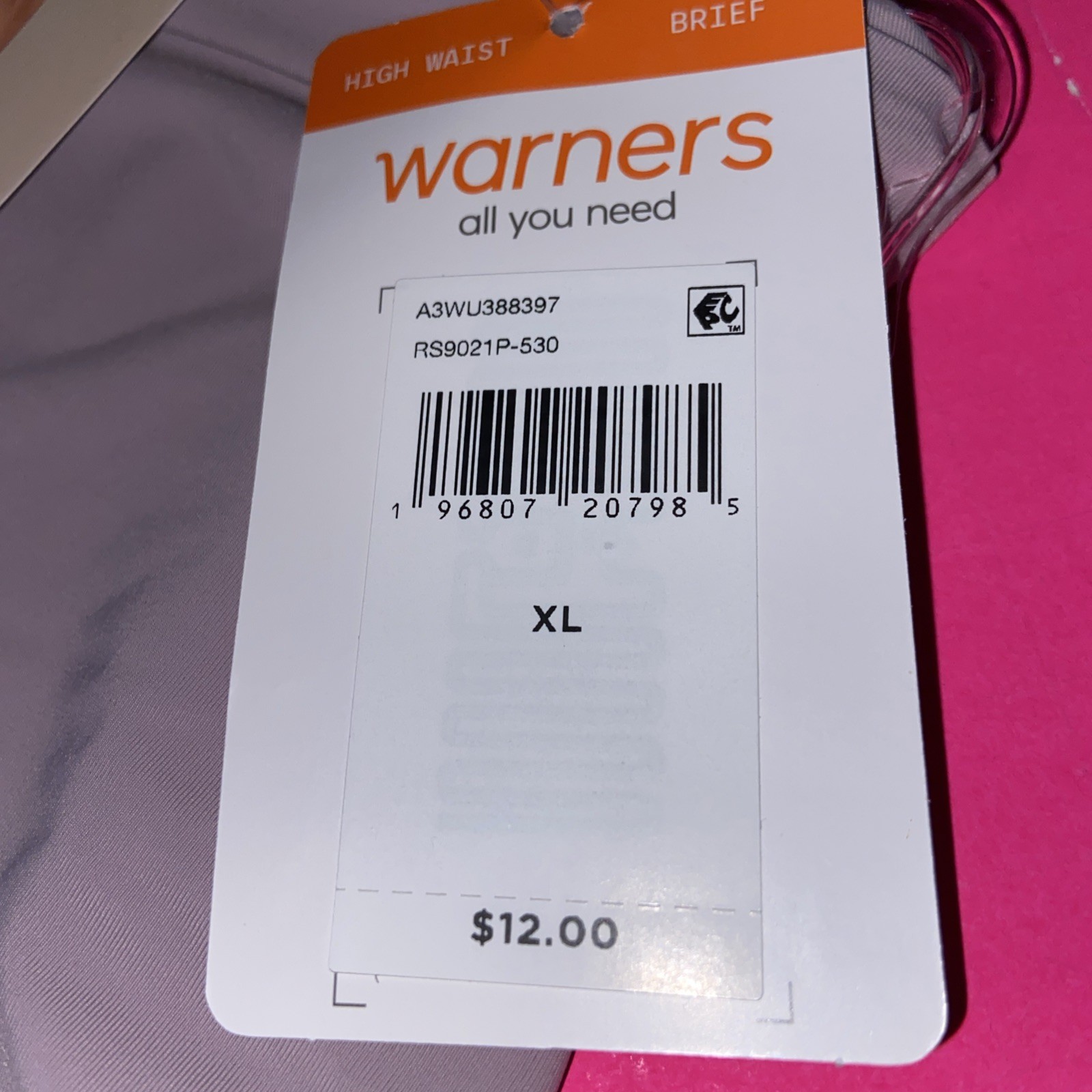 WARNERS VERY PALE PURPLE SMOOTH IT OVER BRIEF PANTIES / X-LARGE/ 8