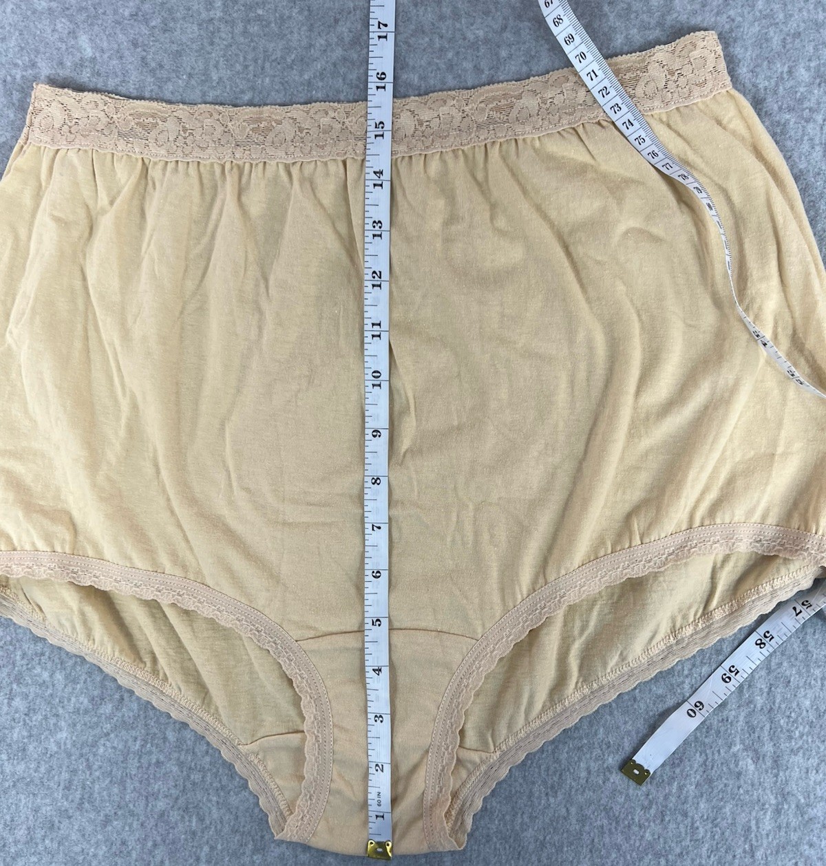 National 100% Cotton Briefs Panties w Lace Size 9 Beige NWOT Breathable Comfort