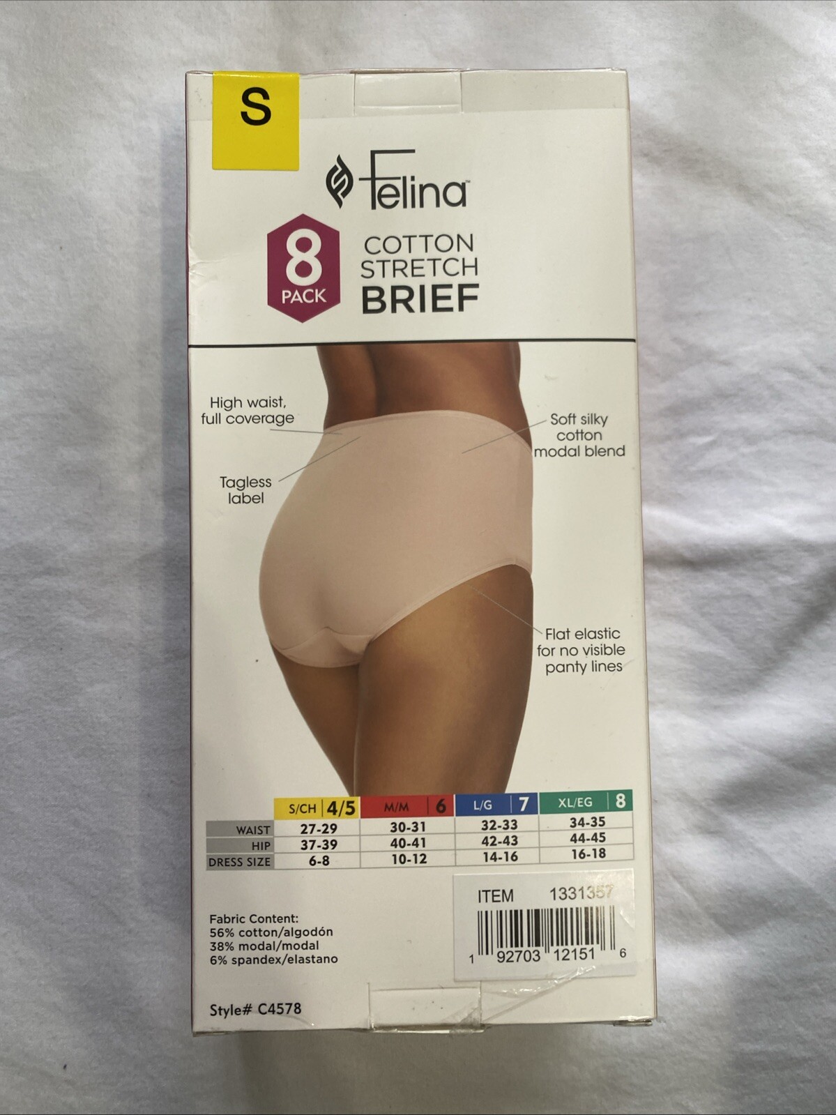 NEW FELINA MULTI-COLOR 8 PK COTTON STRETCH BRIEF PANTIES SZ S #124C