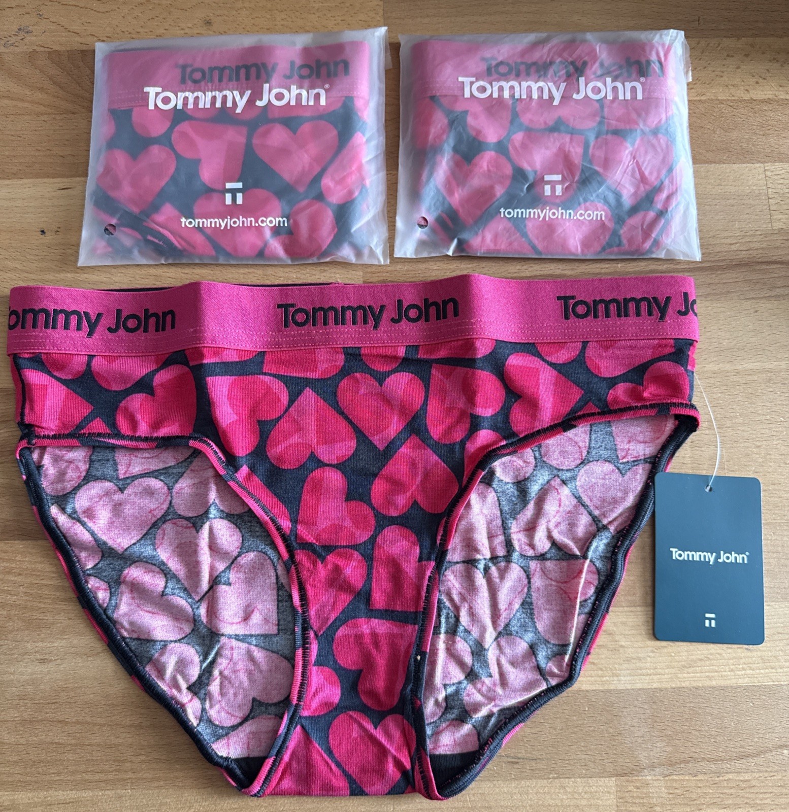 3X-Tommy John Second Skin Women’s Btief Panties Pink Hearts Size MEDIUM NWT