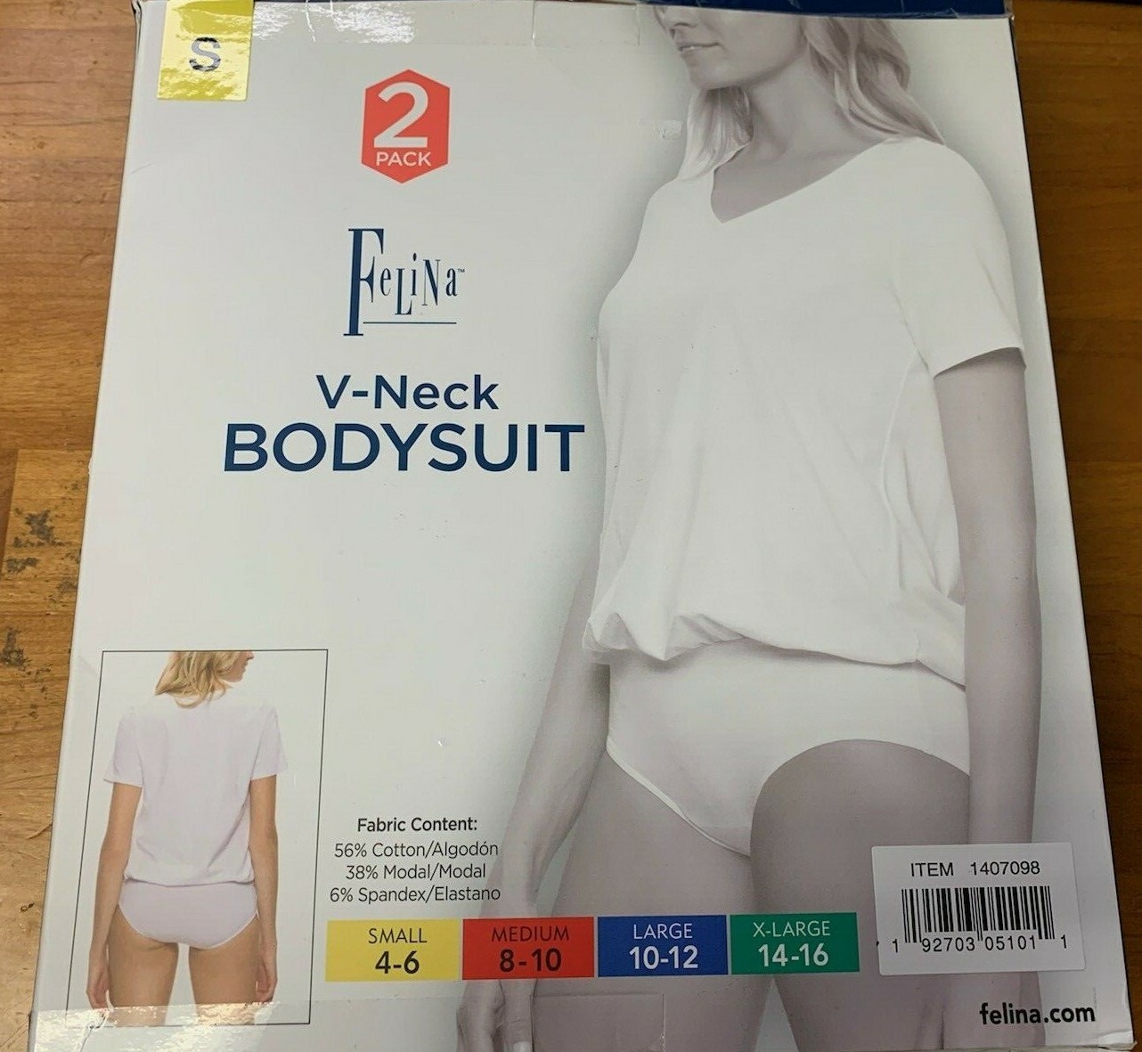 Felina 2 Pack V-Neck Bodysuit Blouson Style Full Coverage Ultra Soft J63