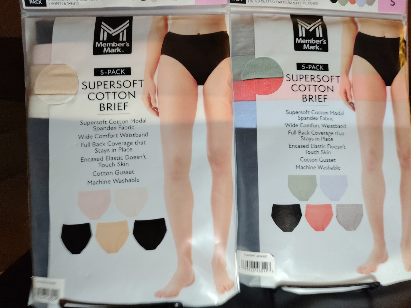 Lot of 2 Member’s Mark Women’s 5-Pack Super-Soft Cotton Brief Small New