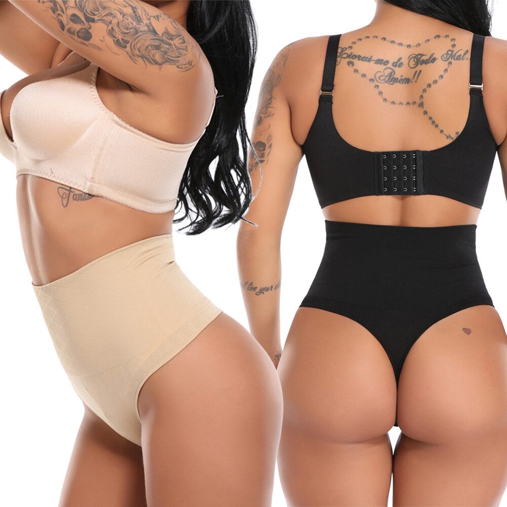 Womens Tummy Control Pants Seamless High Waist Briefs Thong Body Shaper G-String