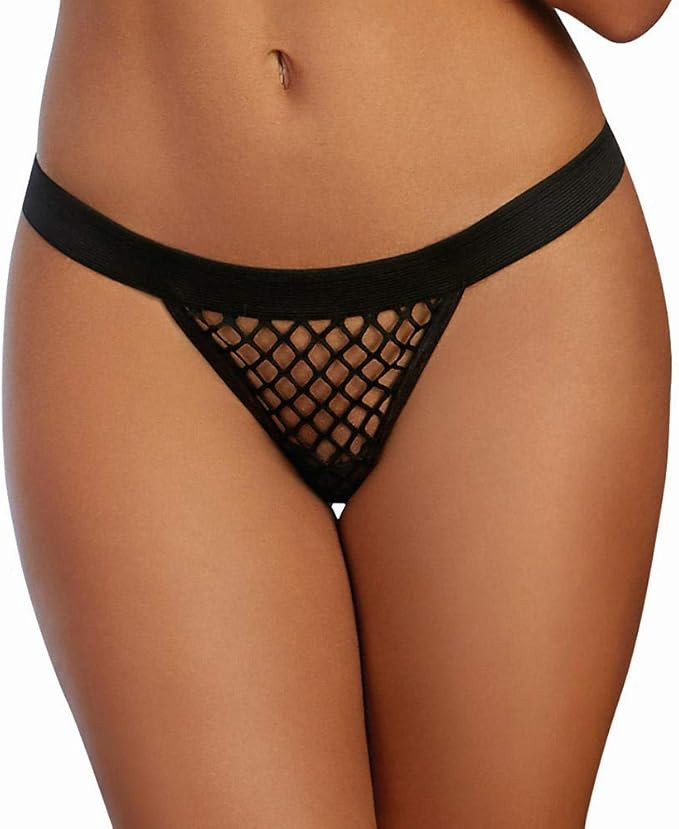 Dreamgirl 1449 Fishnet G-String, Black, Large/X-Large