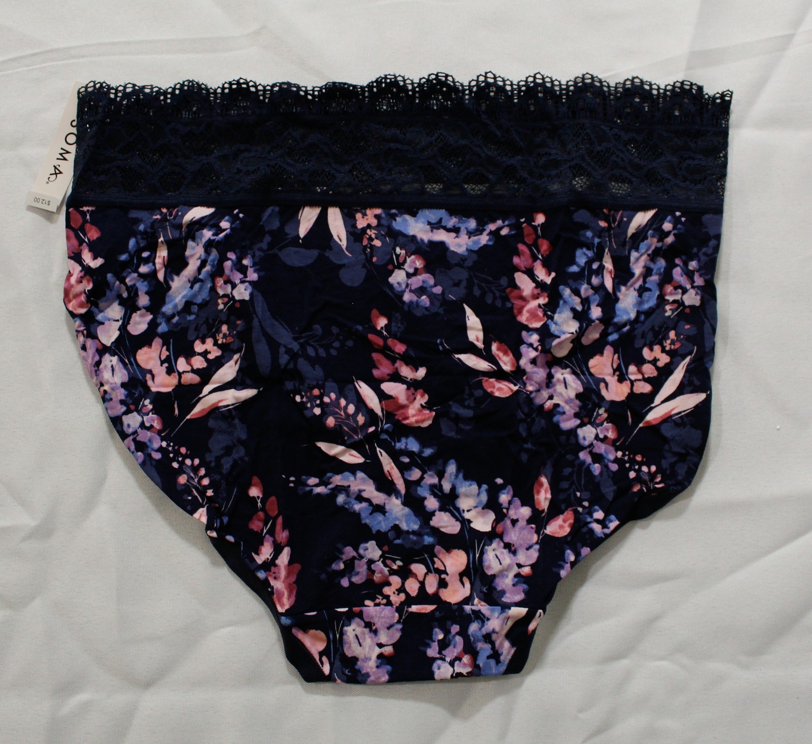 Soma Women’s High Leg Panty W Enchanting Lace NN7 Bloom Brightly Mini Navy L NWT