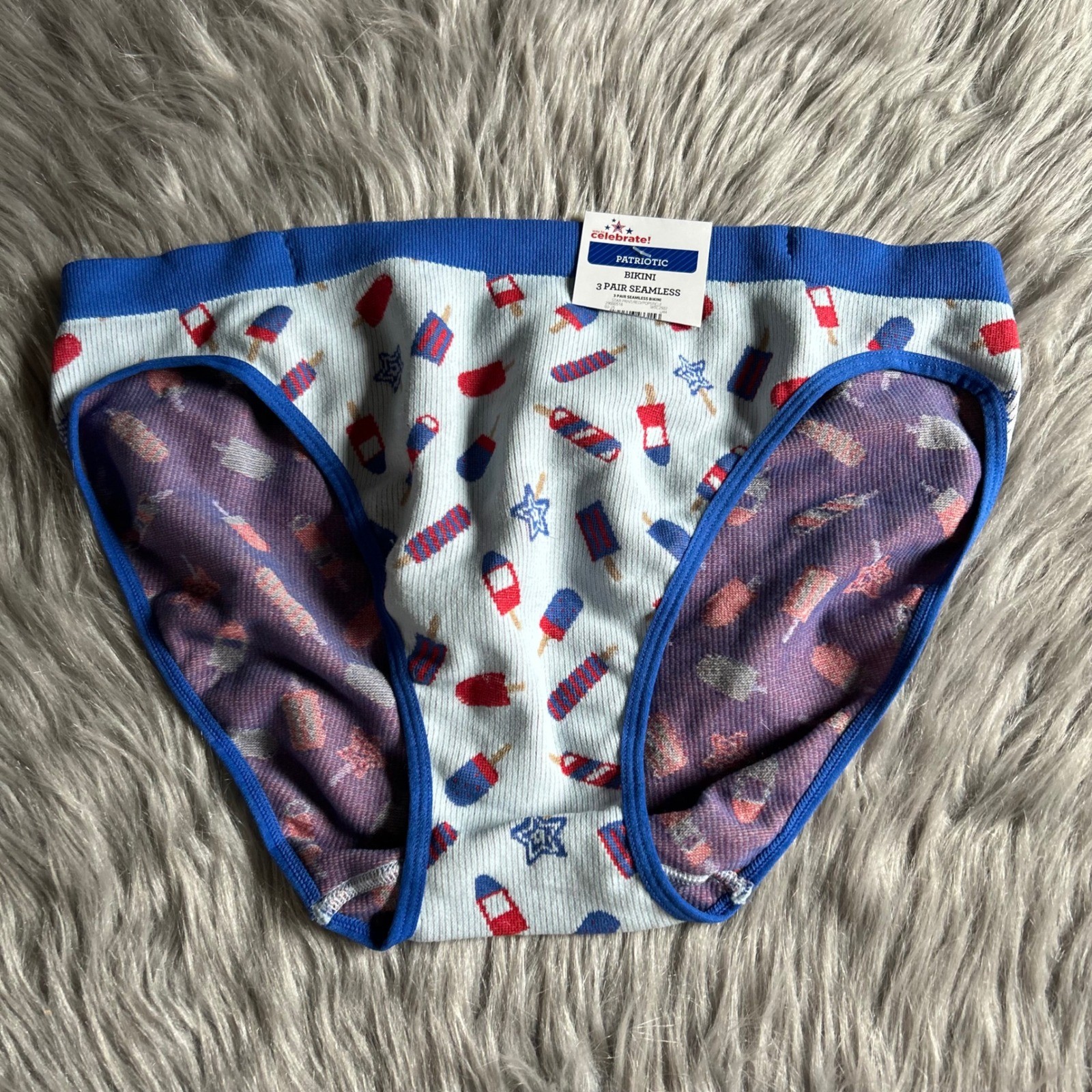 Celebrate Patriotic Fourth Of July Bikini Panties Women Size XL (16-18) Seamless