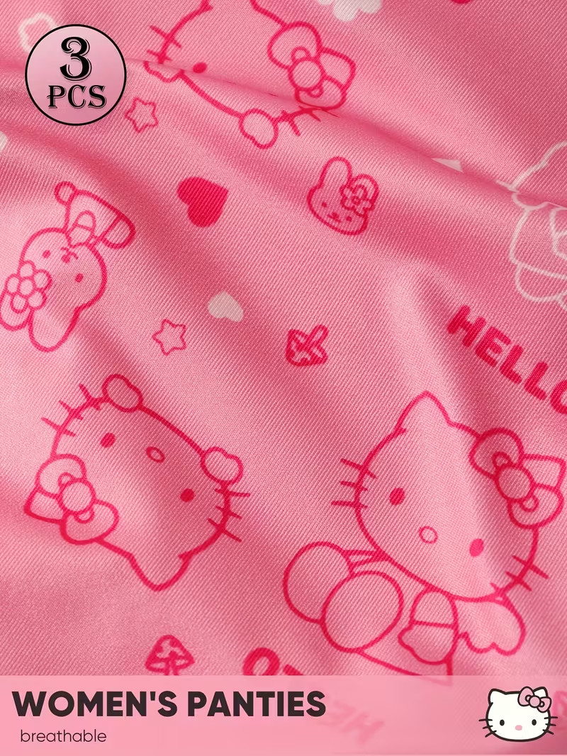 Women’s Sanrio Hello Kitty Kawaii Cute Pink Licensed Brief Panties – Pack of 3