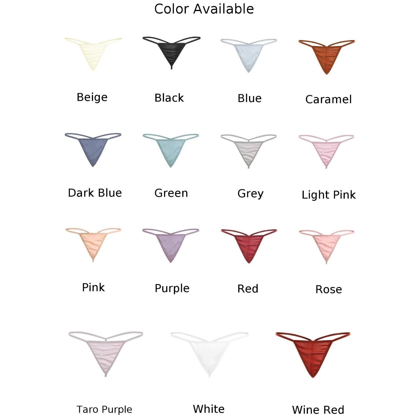 Triangle Satin Thong Underwear for Women in Solid Color with Low Waist Fit