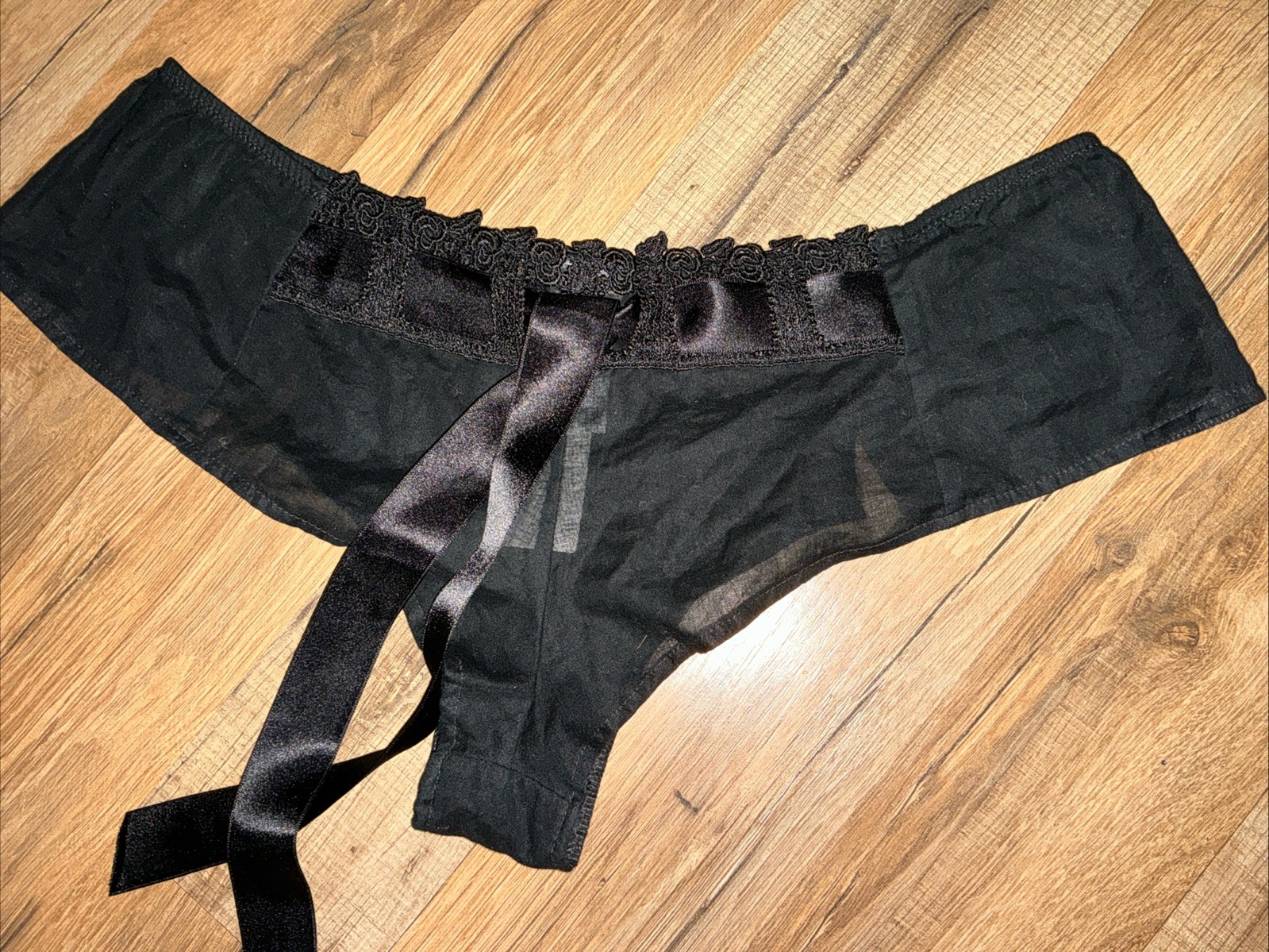 NWT Intimissimi BLACK Floral Front Ribbon ACC’T Bikini COTTON Panties US: Small