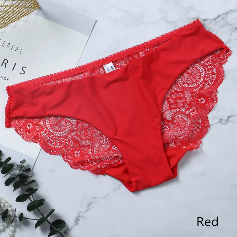 1pair Women’s Panties Lace Seamless Briefs Low Rise Soft Cotton Underwear
