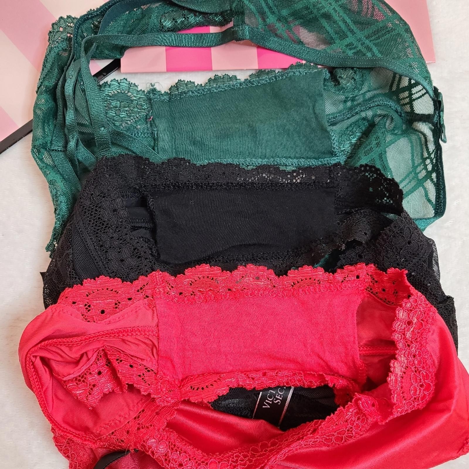 Y2K Victoria’s Secret 3pk Silky Satin Lace Mesh Classic Cheeky Panties Size XS