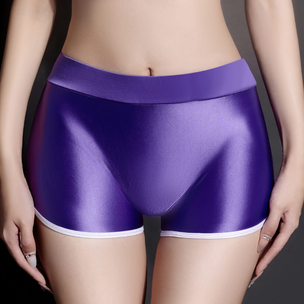 Women Seamless Shiny Booty Shorts Retro Shorts Sports Yoga Gym Running Hot Pants