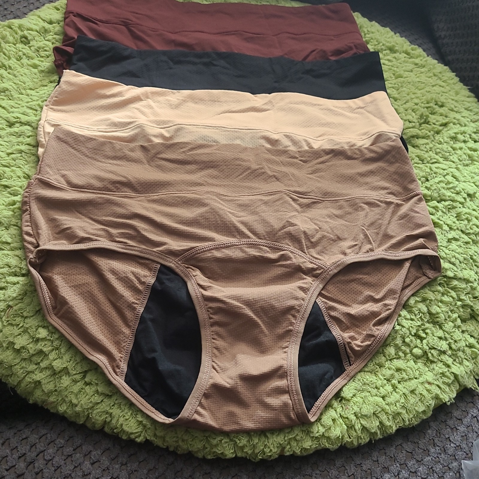 4 Pack High-Waisted Women’s Panties Brown Beige Black Tan Size L Blended Fabric