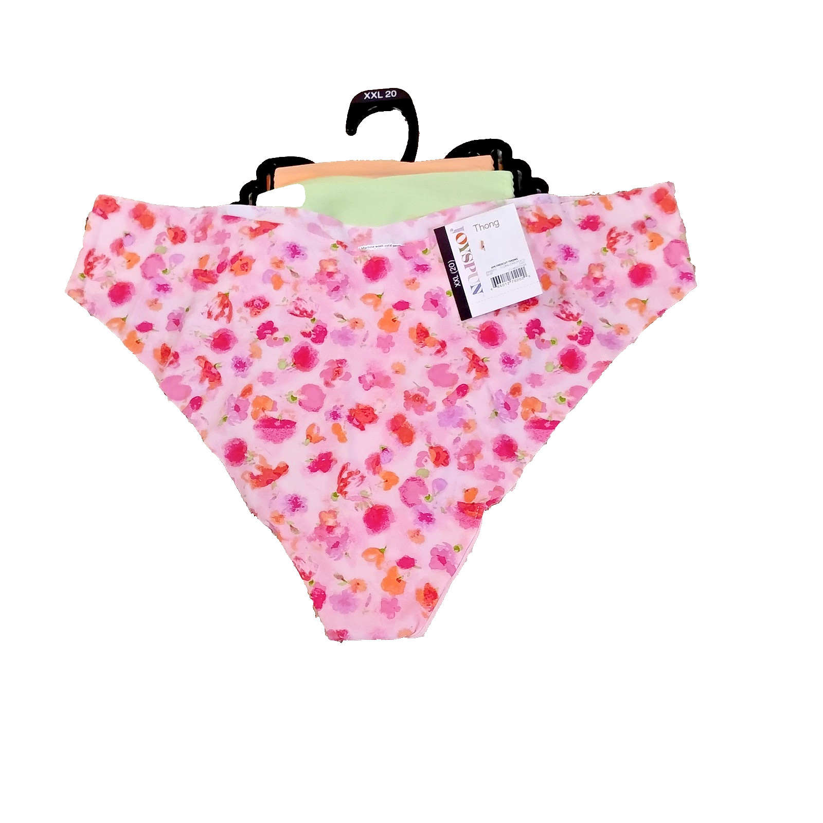 Women XXL No Seam Freecut Thong Panties 3 Pack Stretch Floral Lime Cooling NEW