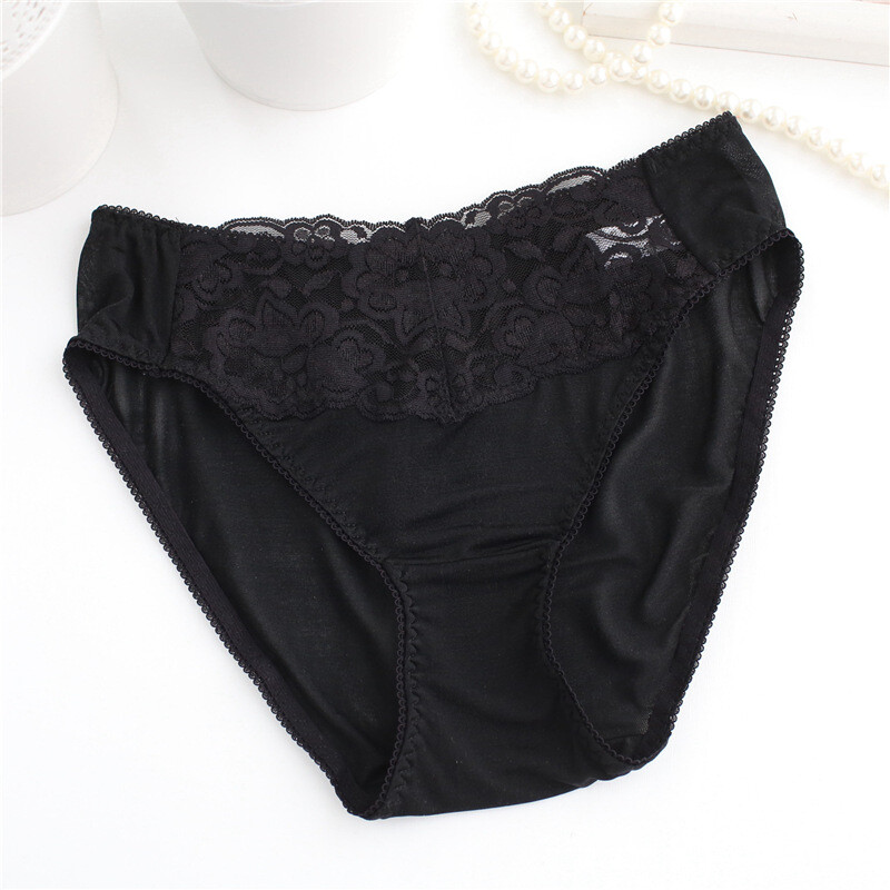 mulberry silk underwear women briefs thin cool lace low lady pants Nude feeling