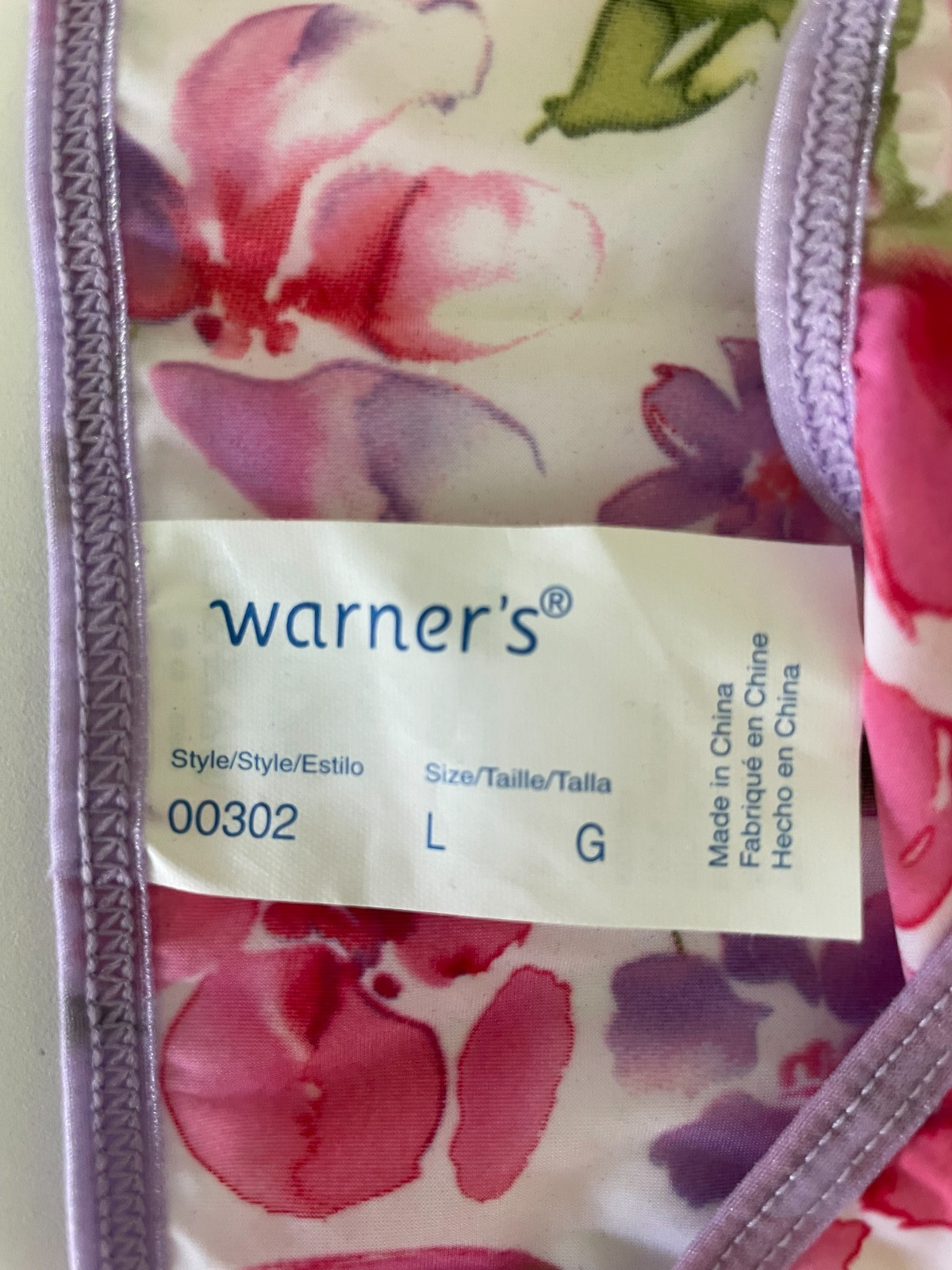 Warner’s Sheer Heaven Flowered String Bikini Panties-L-NWT
