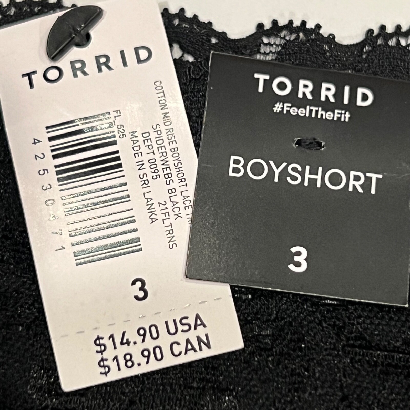 NWT TORRID Boyshort Pantie Sz 0X-4X Black White Lace Jersey Webs Halloween