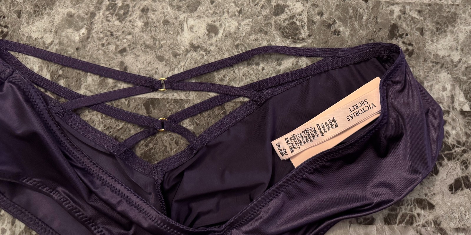 NWT VICTORIA’S SECRET PURPLE SATIN SMOOTH STRAPPY BACK HIGH LEG CHEEKY PANTIES