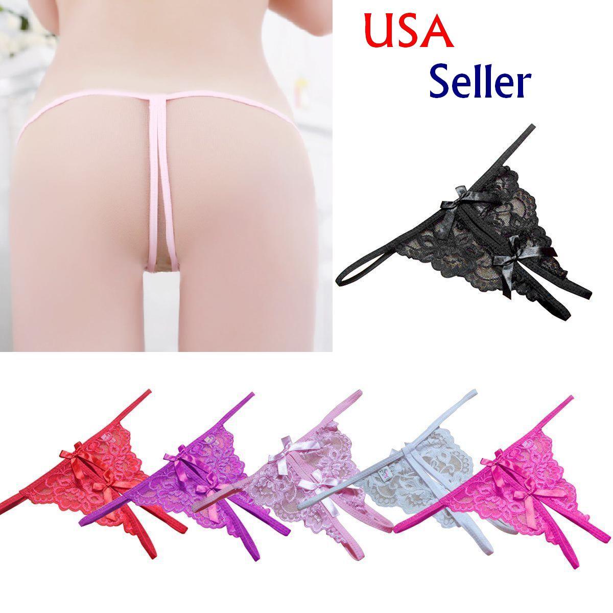 ☆USA☆ Sexy Women Lace Thong G-string Panties Lingerie Underwear Crotchles T-back