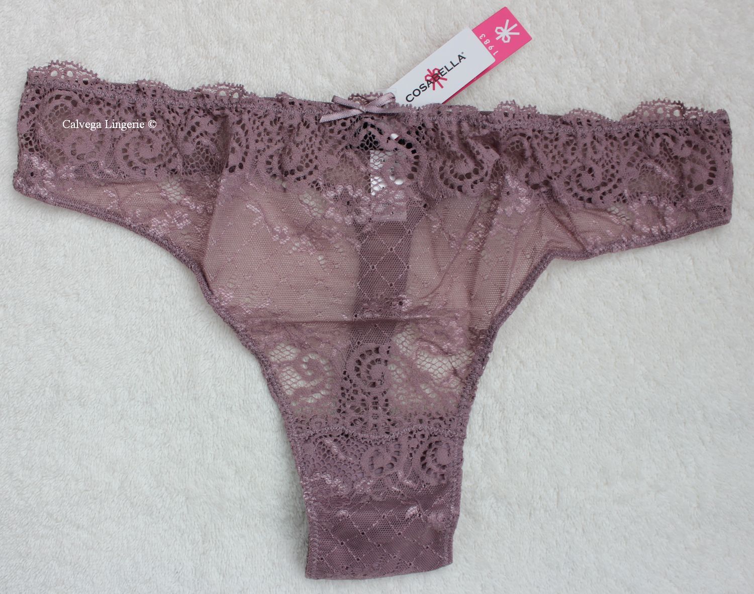 NWT COSABELLA THEAZ03ZL “Thea” Low Rise Lace Thong, “Dusty Mauve”, M/L, Italy