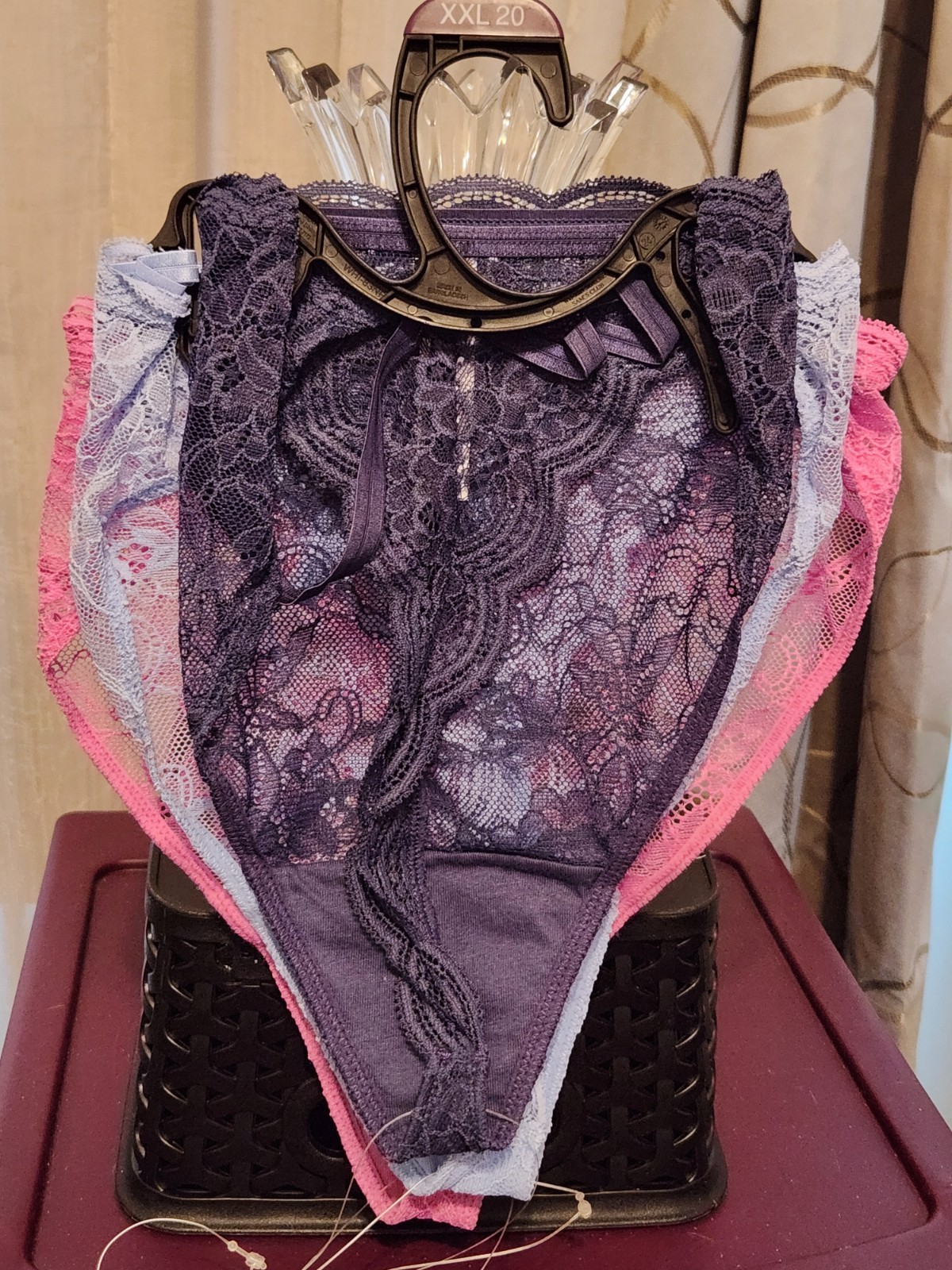 Joyspun Women’s Lace String Thong Panties 3 Pair Brand New Pretty Floral XXL 20