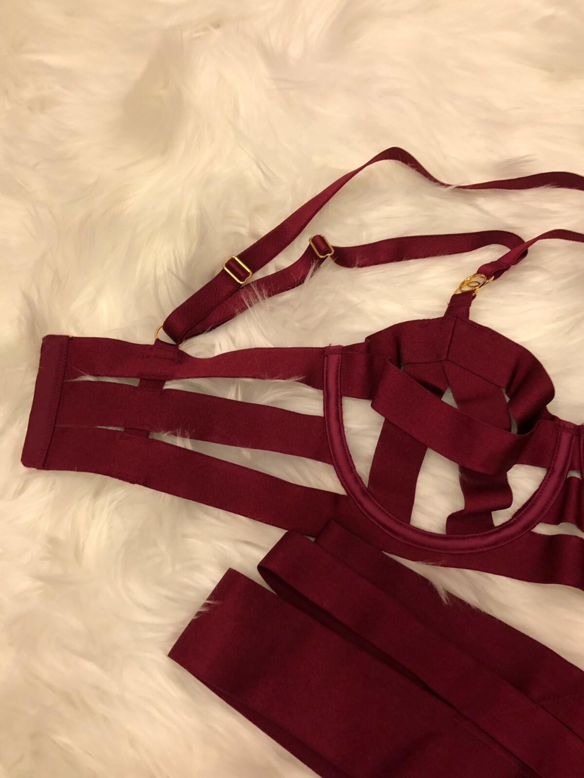 New Victoria’s Secret 2PC SET Luxe Lingerie Banded Stappy Demi Bra 32C XSMALL